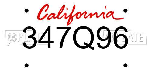 347Q96 California License Plate