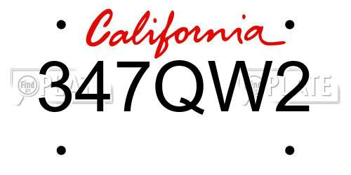 347QW2 California License Plate