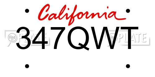 347QWT California License Plate