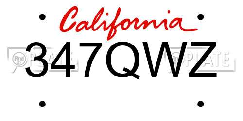 347QWZ California License Plate