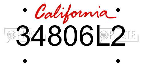 34806L2 California License Plate