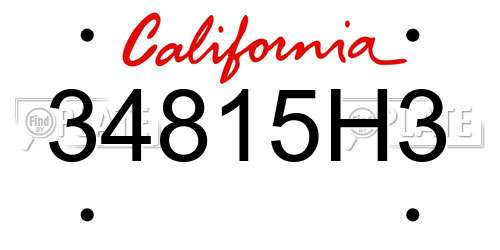 34815H3 California License Plate
