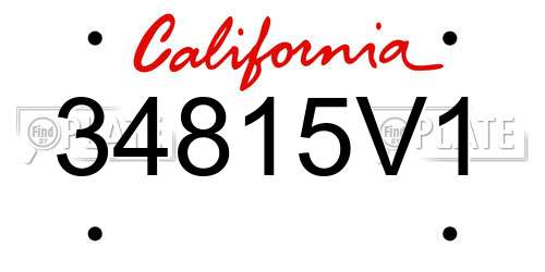 34815V1 California License Plate