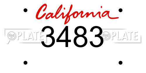 3483 California License Plate