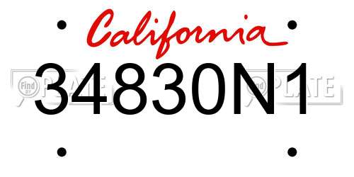 34830N1 California License Plate