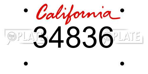 34836 California License Plate