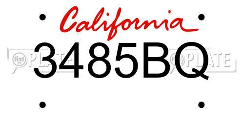 3485BQ California License Plate