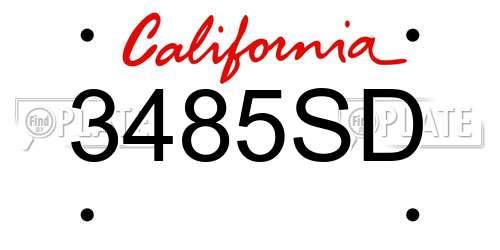 3485SD California License Plate