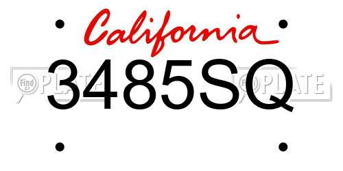 3485SQ California License Plate