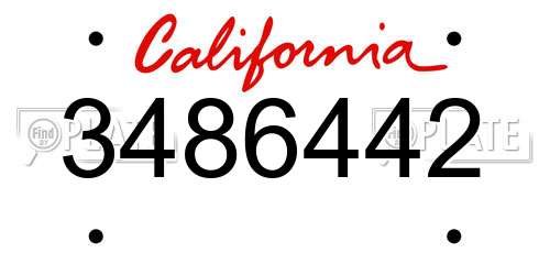 3486442 California License Plate