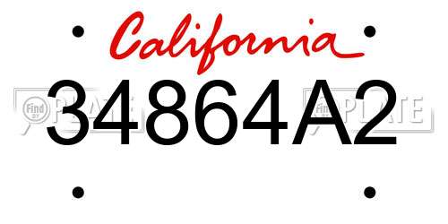 34864A2 California License Plate