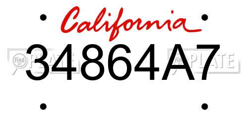 34864A7 California License Plate