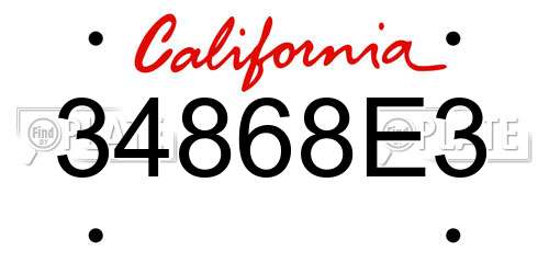 34868E3 California License Plate