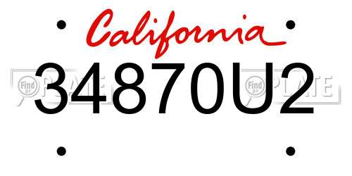 34870U2 California License Plate