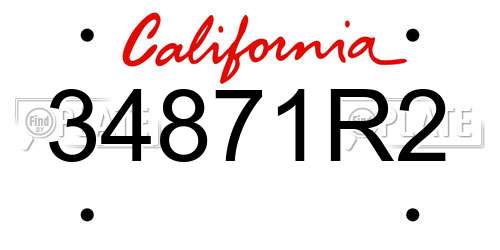 34871R2 California License Plate