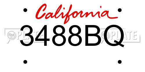 3488BQ California License Plate