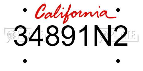 34891N2 California License Plate