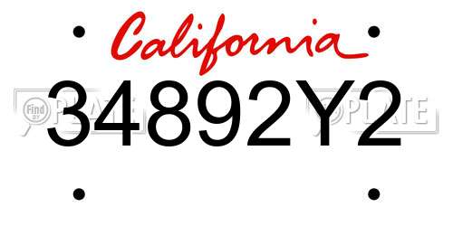 34892Y2 California License Plate