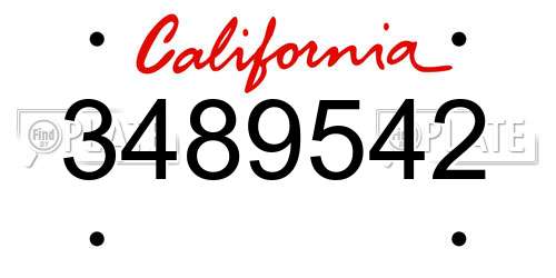 3489542 California License Plate