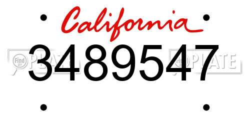 3489547 California License Plate