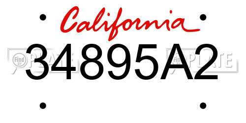 34895A2 California License Plate
