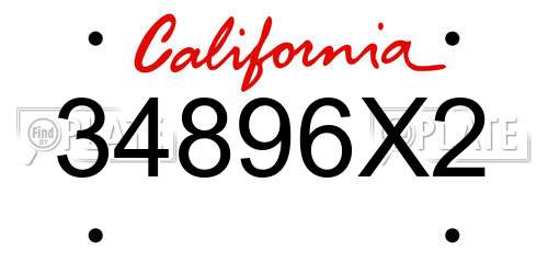34896X2 California License Plate