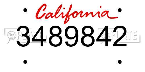 3489842 California License Plate