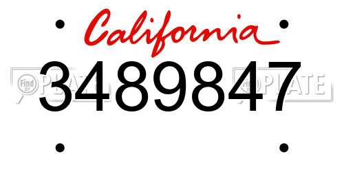 3489847 California License Plate