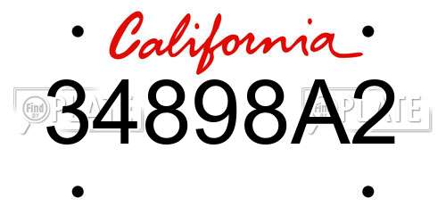 34898A2 California License Plate