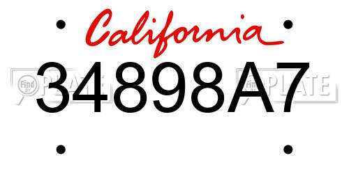 34898A7 California License Plate