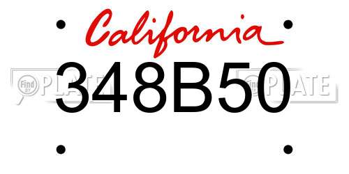 348B50 California License Plate