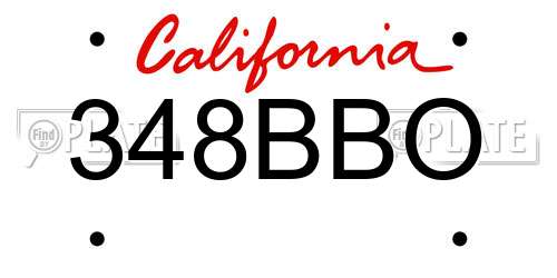 348BBO California License Plate
