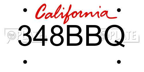 348BBQ California License Plate