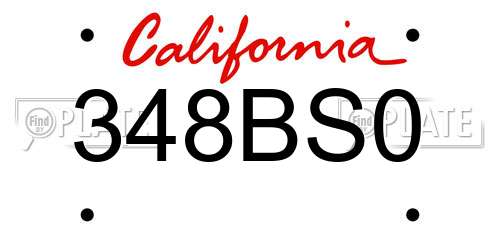 348BS0 California License Plate