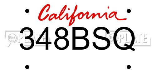 348BSQ California License Plate