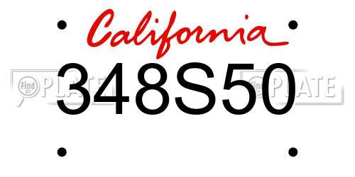 348S50 California License Plate