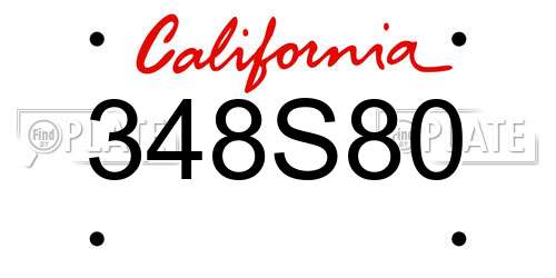 348S80 California License Plate
