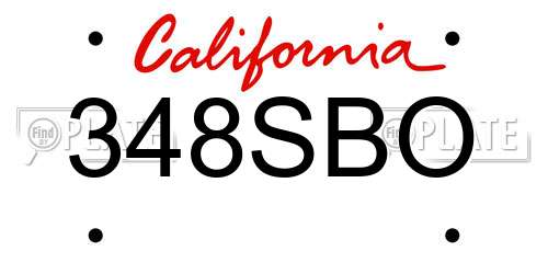 348SBO California License Plate
