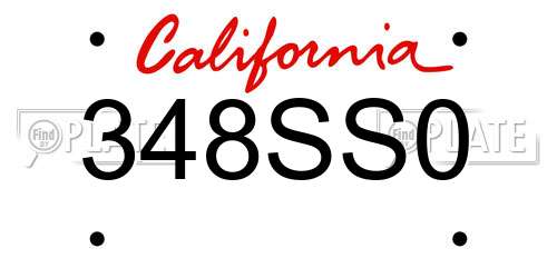 348SS0 California License Plate