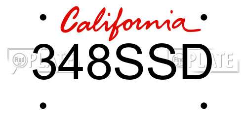 348SSD California License Plate