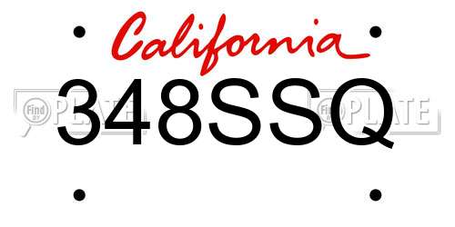 348SSQ California License Plate