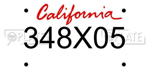 348X05 California License Plate