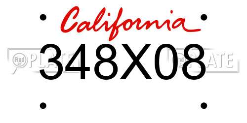 348X08 California License Plate