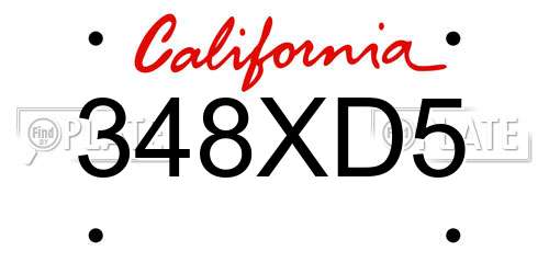 348XD5 California License Plate