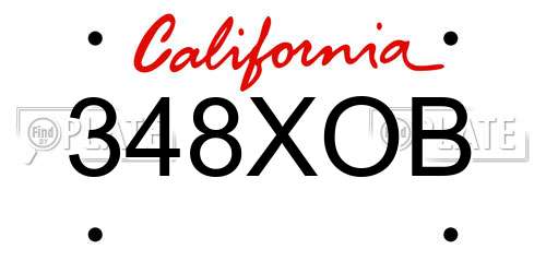 348XOB California License Plate