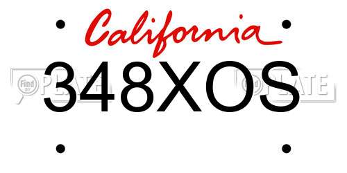 348XOS California License Plate