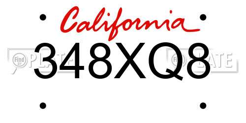 348XQ8 California License Plate