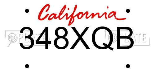 348XQB California License Plate