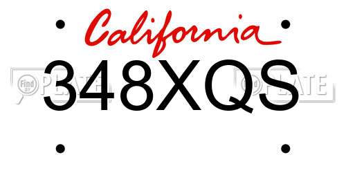 348XQS California License Plate