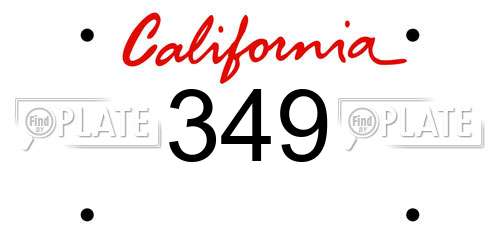 349 California License Plate